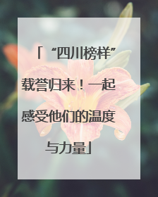“四川榜样”载誉归来！一起感受他们的温度与力量