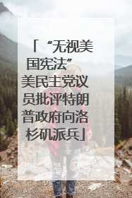 “无视美国宪法” 美民主党议员批评特朗普政府向洛杉矶派兵