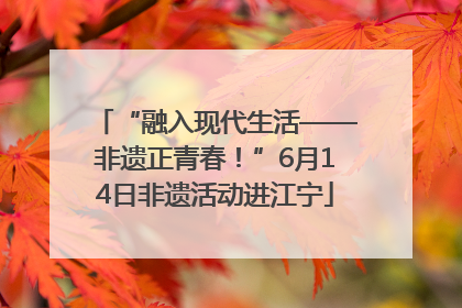 “融入现代生活——非遗正青春！”6月14日非遗活动进江宁