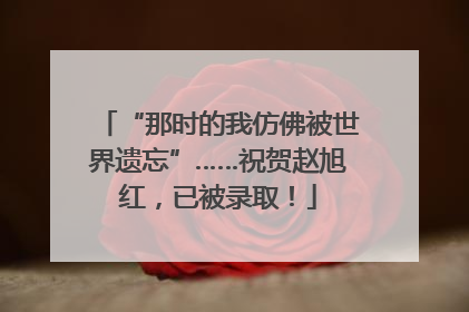 “那时的我仿佛被世界遗忘”……祝贺赵旭红，已被录取！