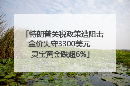 特朗普关税政策遭阻击金价失守3300美元 灵宝黄金跌超6%