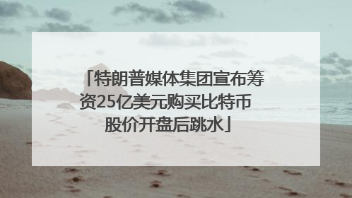 特朗普媒体集团宣布筹资25亿美元购买比特币 股价开盘后跳水