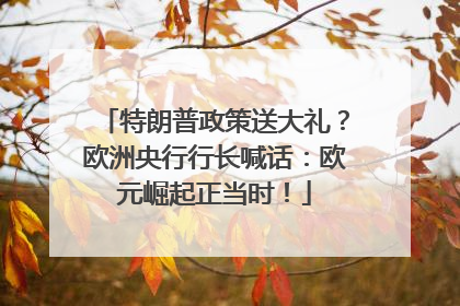 特朗普政策送大礼？欧洲央行行长喊话：欧元崛起正当时！