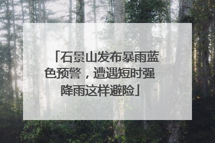 石景山发布暴雨蓝色预警，遭遇短时强降雨这样避险
