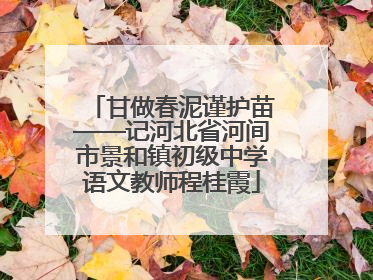 甘做春泥谨护苗——记河北省河间市景和镇初级中学语文教师程桂霞