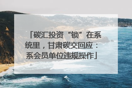 碳汇投资“锁”在系统里，甘肃碳交回应：系会员单位违规操作