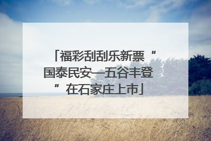福彩刮刮乐新票“国泰民安—五谷丰登”在石家庄上市