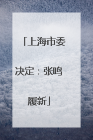 上海市委决定：张鸣履新