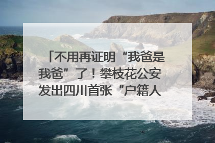 不用再证明“我爸是我爸”了！攀枝花公安发出四川首张“户籍人口直系亲属关系谱”