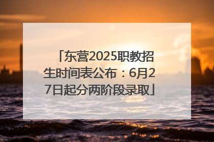 东营2025职教招生时间表公布：6月27日起分两阶段录取