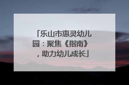 乐山市惠灵幼儿园：聚焦《指南》，助力幼儿成长