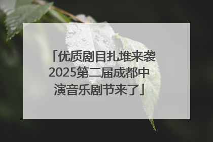 优质剧目扎堆来袭 2025第二届成都中演音乐剧节来了