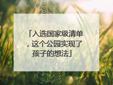 入选国家级清单，这个公园实现了孩子的想法