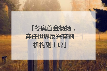 冬奥首金杨扬，连任世界反兴奋剂机构副主席