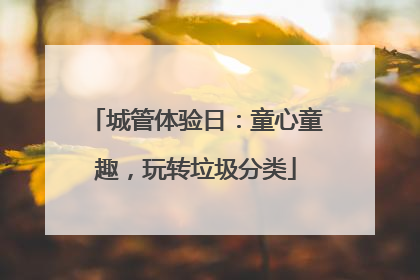城管体验日：童心童趣，玩转垃圾分类