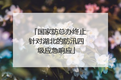 国家防总办终止针对湖北的防汛四级应急响应