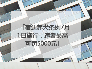 宿迁养犬条例7月1日施行，违者最高可罚5000元