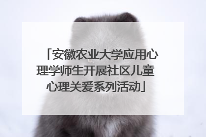 安徽农业大学应用心理学师生开展社区儿童心理关爱系列活动