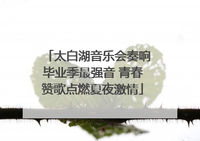 太白湖音乐会奏响毕业季最强音 青春赞歌点燃夏夜激情