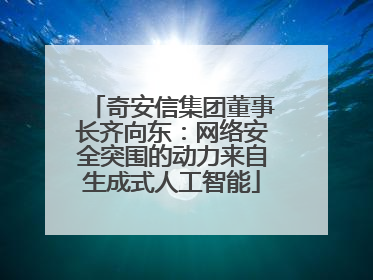 奇安信集团董事长齐向东：网络安全突围的动力来自生成式人工智能