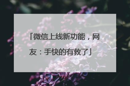 微信上线新功能，网友：手快的有救了