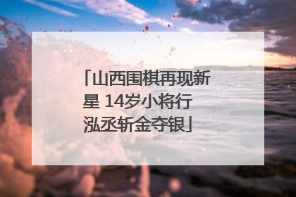 山西围棋再现新星 14岁小将行泓丞斩金夺银