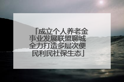 成立个人养老金事业发展联盟聊城全力打造多层次便民利民社保生态