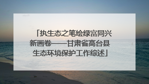 执生态之笔绘绿富同兴新画卷——甘肃省高台县生态环境保护工作综述