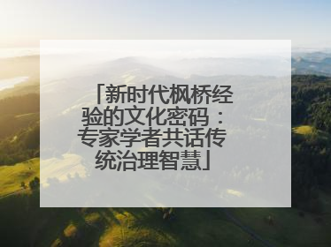 新时代枫桥经验的文化密码：专家学者共话传统治理智慧