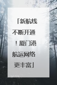新航线不断开通！厦门港航运网络更丰富