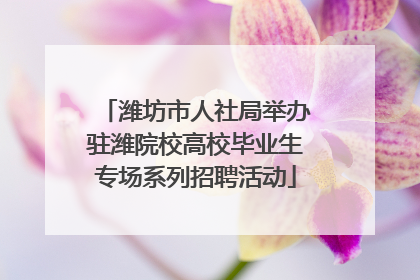 潍坊市人社局举办驻潍院校高校毕业生专场系列招聘活动