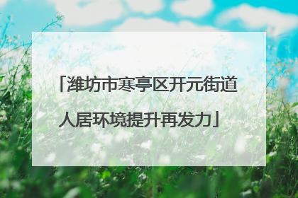 潍坊市寒亭区开元街道人居环境提升再发力