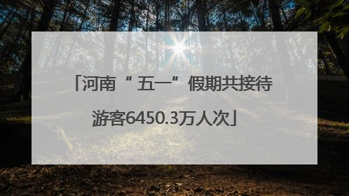 河南“ 五一”假期共接待游客6450.3万人次