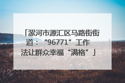 漯河市源汇区马路街街道：“96771”工作法让群众幸福“满格”