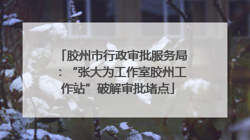 胶州市行政审批服务局：“张大为工作室胶州工作站”破解审批堵点