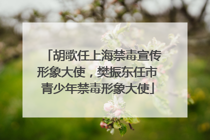 胡歌任上海禁毒宣传形象大使，樊振东任市青少年禁毒形象大使
