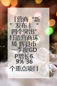营商“新”发布丨“四个突出”打造营商环境 辉县市一季度GDP增长6.9% 36个重点项目落地