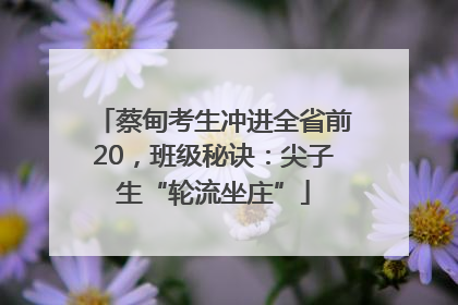 蔡甸考生冲进全省前20，班级秘诀：尖子生“轮流坐庄”