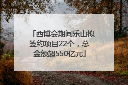 西博会期间乐山拟签约项目22个，总金额超550亿元