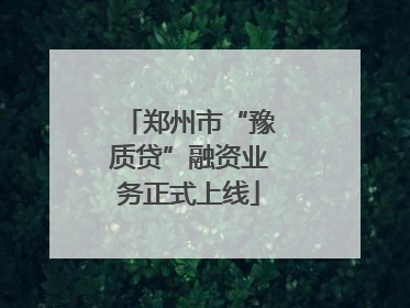 郑州市“豫质贷”融资业务正式上线