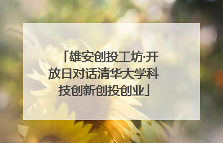 雄安创投工坊·开放日对话清华大学科技创新创投创业