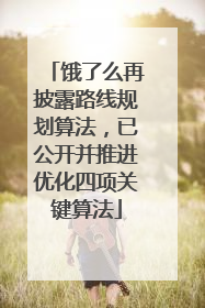 饿了么再披露路线规划算法，已公开并推进优化四项关键算法