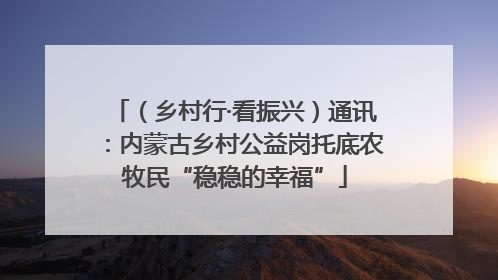 （乡村行·看振兴）通讯：内蒙古乡村公益岗托底农牧民“稳稳的幸福”