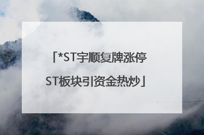 *ST宇顺复牌涨停 ST板块引资金热炒