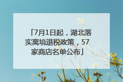 7月1日起，湖北落实离境退税政策，57家商店名单公布