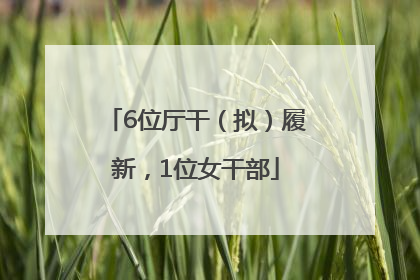 6位厅干（拟）履新，1位女干部
