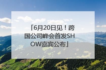 6月20日见！跨国公司峰会首发SHOW嘉宾公布